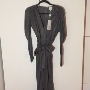 NWT Halston long sleeve gray steel jumpsuit size 6